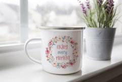 Mug wrap, sublimation design, Enjoy every moment, flowers. Product Image 2