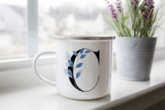 Alphabet, letters, monogram with blue leaves, PNG. Product Image 2