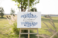 Watercolor blue flowers border, floral frame, clipart. Product Image 3