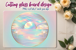Summer beach palm kitchen glass cutting board sublimation Product Image 1