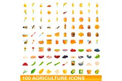 100 agriculture icons set, cartoon style Product Image 1