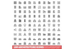 100 architecture icons set, outline style Product Image 1
