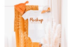 White 100B Bella Canvas Baby Onesie Mockup | Kids Halloween Product Image 1