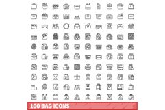 100 bag icons set, outline style Product Image 1