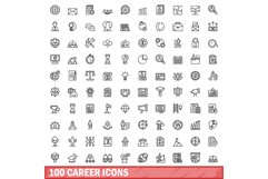 100 career icons set, outline style Product Image 1