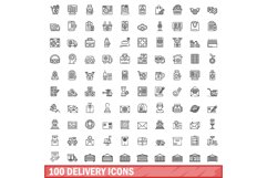 100 delivery icons set, outline style Product Image 1