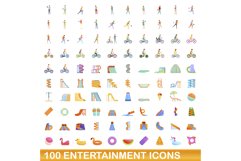 100 entertainment icons set, cartoon style Product Image 1