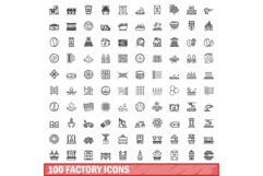 100 factory icons set, outline style Product Image 1