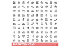 100 factory icons set, outline style Product Image 1