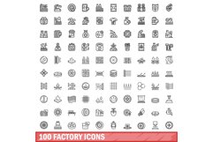 100 factory icons set, outline style Product Image 1