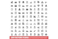100 factory icons set, outline style Product Image 1