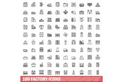 100 factory icons set, outline style Product Image 1