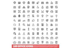 100 office icons set, outline style Product Image 1