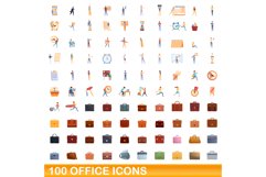 100 office icons set, cartoon style Product Image 1