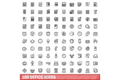 100 office icons set, outline style Product Image 1