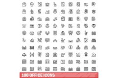 100 office icons set, outline style Product Image 1