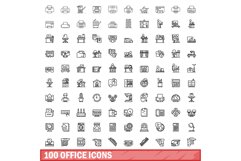 100 office icons set, outline style Product Image 1