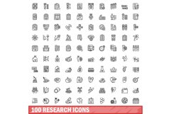 100 research icons set, outline style Product Image 1