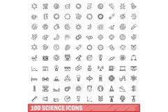 100 science icons set, outline style Product Image 1