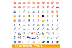 100 science icons set, cartoon style Product Image 1