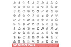 100 science icons set, outline style Product Image 1