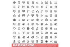 100 science icons set, outline style Product Image 1