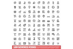 100 science icons set, outline style Product Image 1