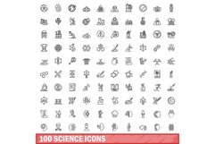 100 science icons set, outline style Product Image 1