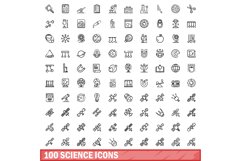100 science icons set, outline style Product Image 1