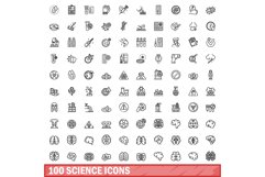 100 science icons set, outline style Product Image 1