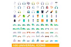 100 universal icons set, cartoon style Product Image 1