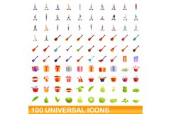 100 universal icons set, cartoon style Product Image 1