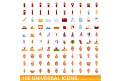 100 universal icons set, cartoon style Product Image 1