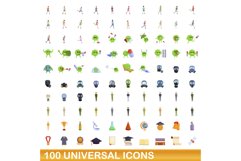 100 universal icons set, cartoon style Product Image 1