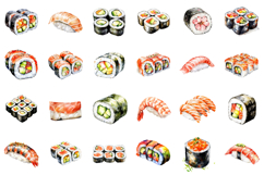 Watercolor Japanese Food Clipart Product Image 2