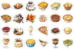 Watercolor Christmas Dinner Clipart Product Image 2