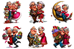Christmas Funny Elderly Couple Clipart Product Image 2