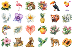 Watercolor Tropical Jungle Clipart Product Image 2