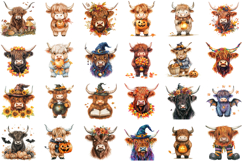 Cute Halloween Highland Cow Clipart Product Image 2