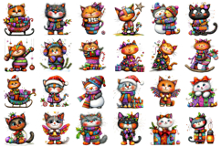 Whimsical Christmas Cat Clipart Product Image 2