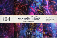Neon Cobweb Digital Papers, Spooky texture Product Image 1