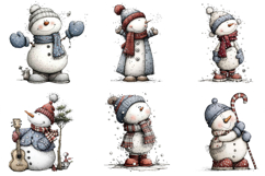 Whimsical Christmas Snowman Clipart Product Image 3