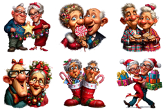 Christmas Funny Elderly Couple Clipart Product Image 3