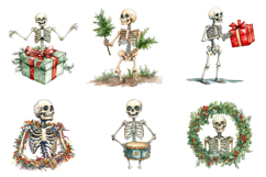 Funny Skeleton Christmas Clipart Product Image 3