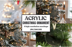 Acrylic Christmas Ornament Mockups | Clear Round Holiday Product Image 1