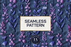 Embroidered Denim Digital Paper| Floral Denim Pattern Product Image 3