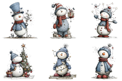 Whimsical Christmas Snowman Clipart Product Image 4