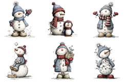 Whimsical Christmas Snowman Clipart Product Image 5