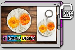 Oceanic Blossom: Round Floral Water Design Keychain PNG Product Image 1