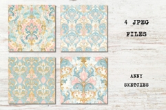 4 Blue Rococo Scrapbook Papers Baroque Junk Journal Ephemera Product Image 2